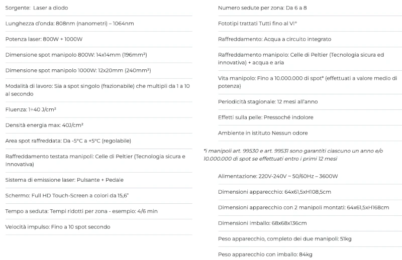 caratteristiche tecniche My Laser Muster
