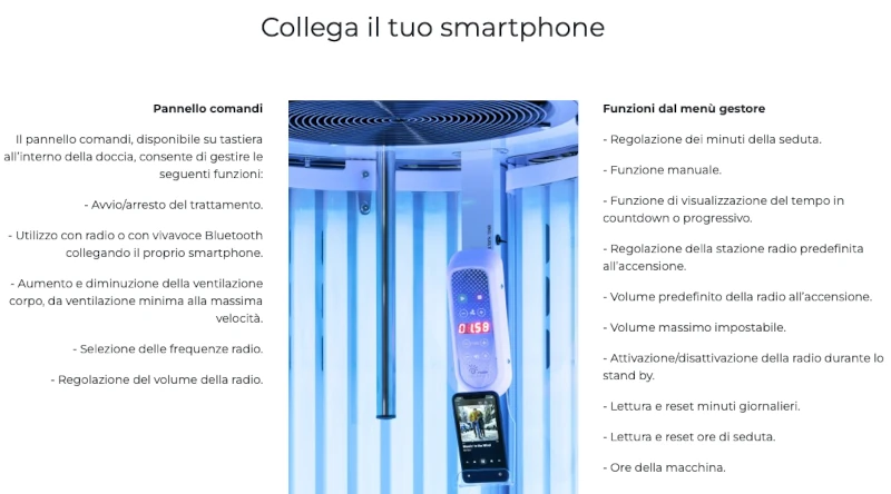 doccia abbronzante per centri estetici